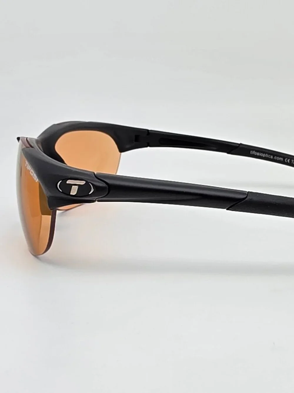 Tifosi Wisp Matte Black Frame Purple Mirror Brown Lens Sunglasses w Retainer
